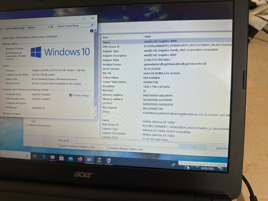 laptop acer aspire e1-570g inte core i3 gen 3 8gb ram SSD Samsung 250g