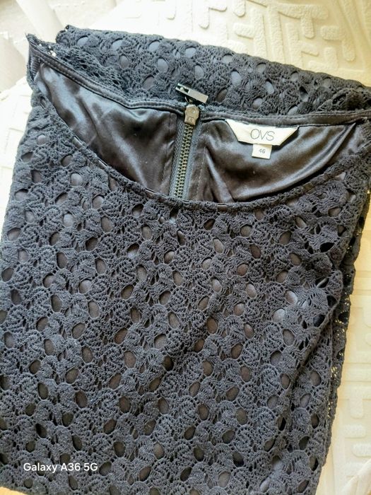 Черна  рокля-памучна дантела, с подплата