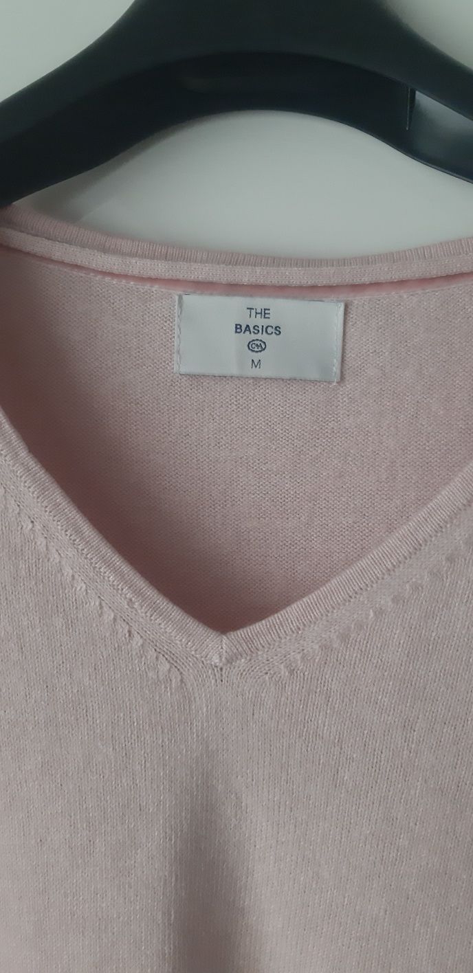 Pulover casmir si matase,roz pudra M