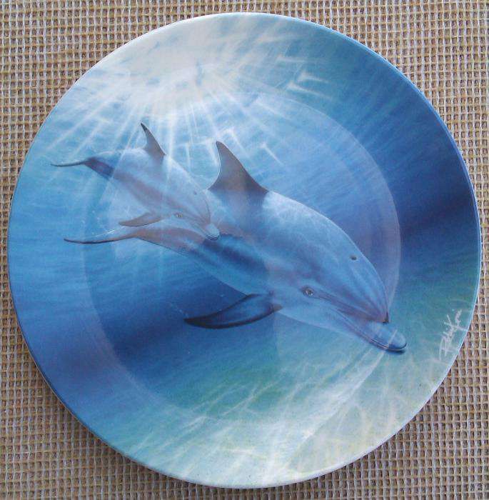 Farfurii noi, delfini portelan fin Coalport Anglia certificate