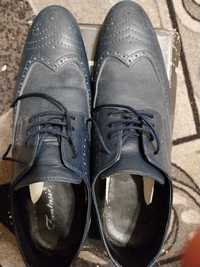 Мъжки обувки от естествена кожа тъмно сини 45 номер