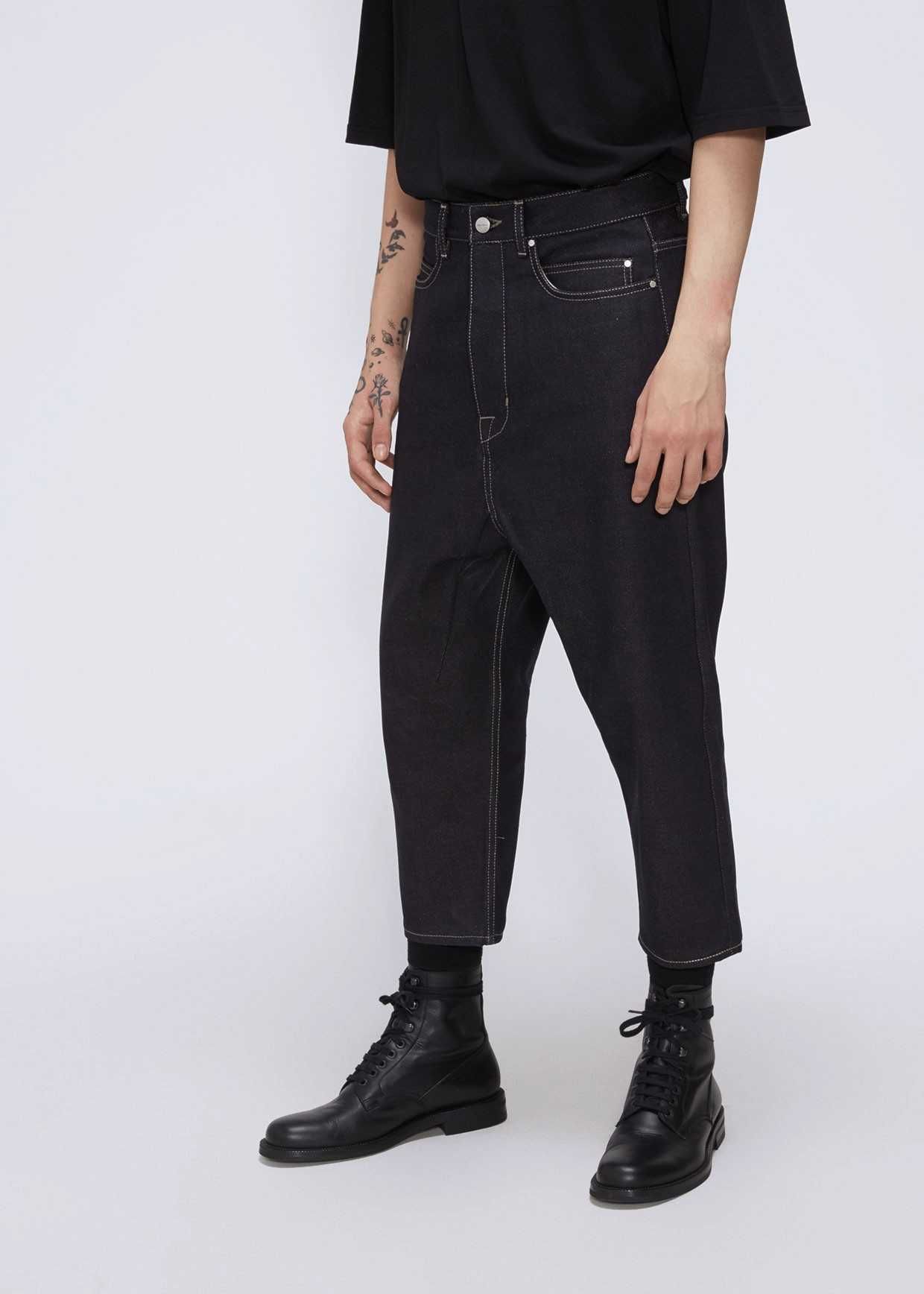 RICK OWENS DRKSHDW Collapse Cut Denim Cropped Мъжки Дънки size 28