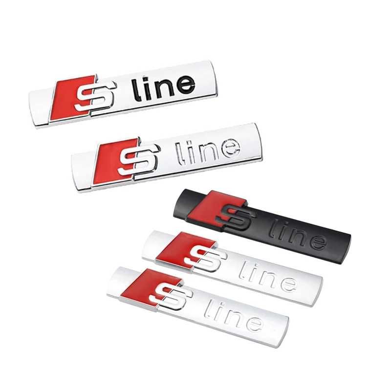 Emblema Metalica pentru Aripa AUDI Sline S-line, Sigla Negru Mat / Gri