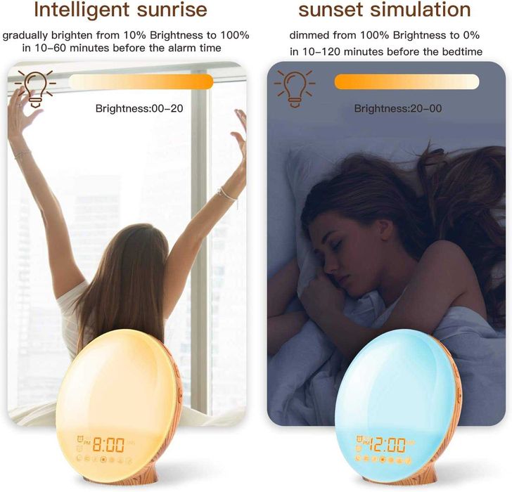 Часовник- лампа с бели звуци, изгрев/ залез и радио COULAX