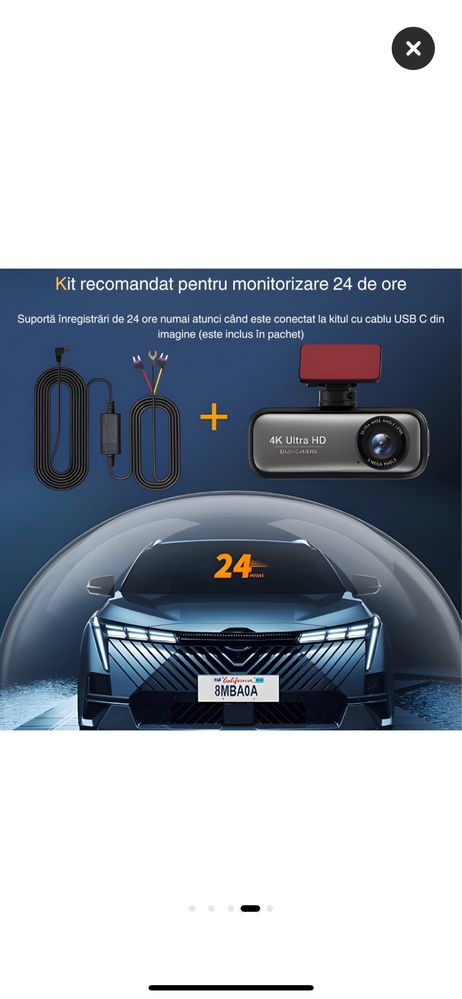 Camera auto dubla 4K + 1080p HD, Premium, unghi de filmare 170 + 140