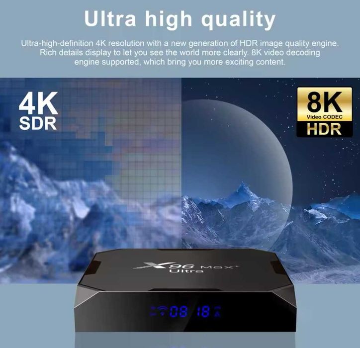 ТВ Бокс Х96 MAX+ ULTRA 4/64 + Гласово дистанционо с микроф. и жироскоп