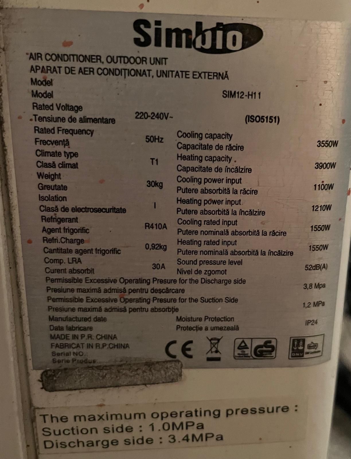 Aparat aer condiționat Simbio