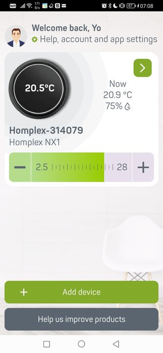 Termostat Smart-WiFi-Homplex NX1-Histereza 0.1