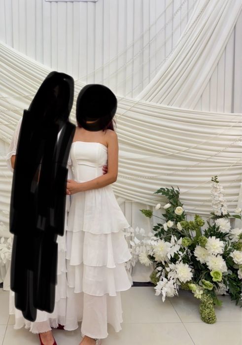 красивое белое пышное платья