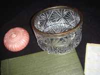 Хрустальная старинная салатница-для конфет обод кольцо  посеребренное