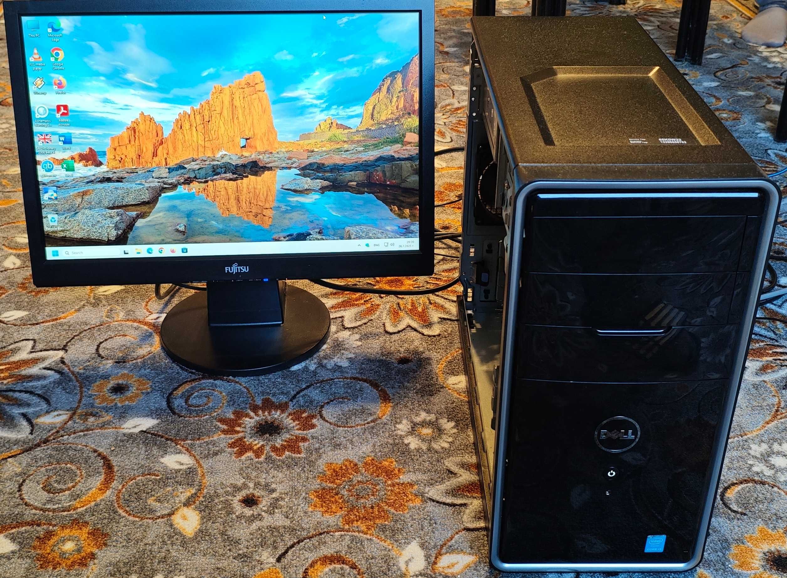 Продавам настолен компютър DELL INSPIRON 3847 и монитор Fujitsu