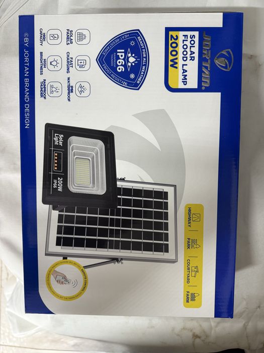 Proiector Solar 200 W Jortan IP66 Casa Gradina Pescuit Rulota