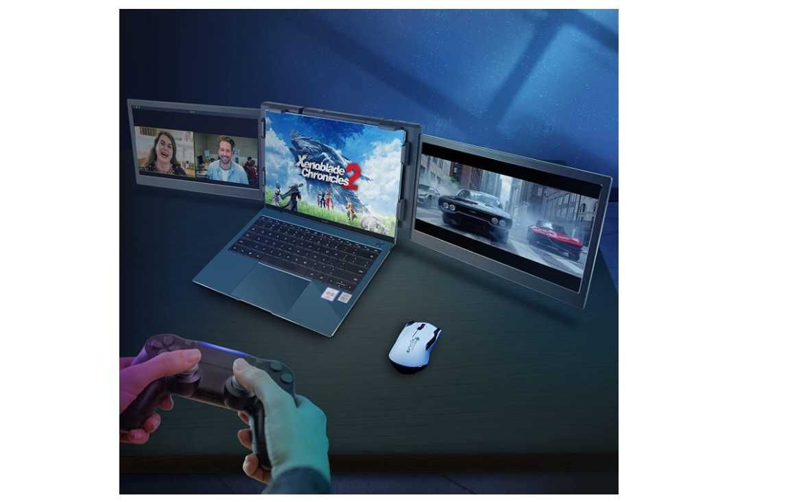 NOU Monitor portabil TeamGee P2 PRO Tri Screen FULL HD IPS Tip C