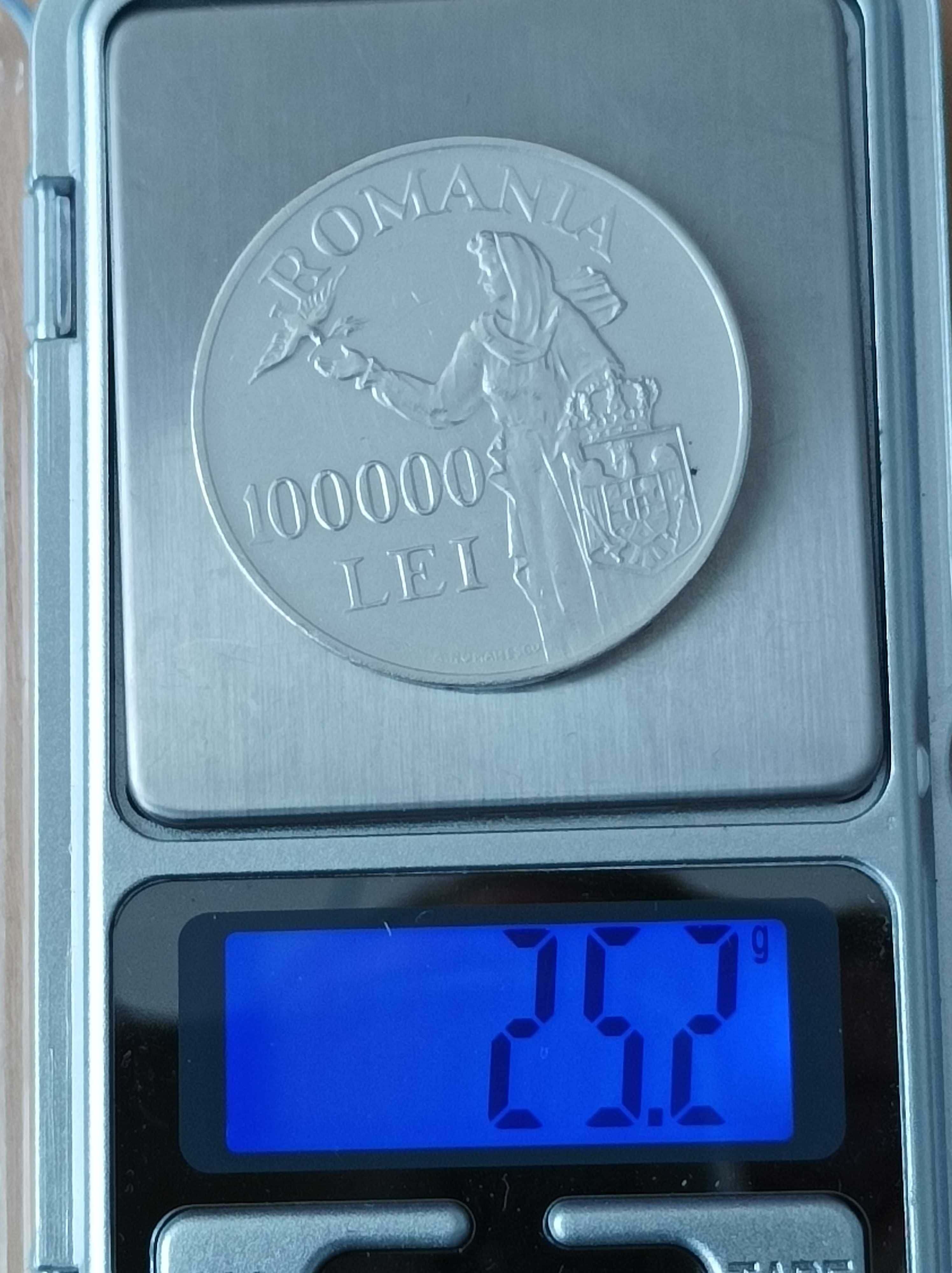 Moneda de colectie din argint de 100000 Lei, an 1946