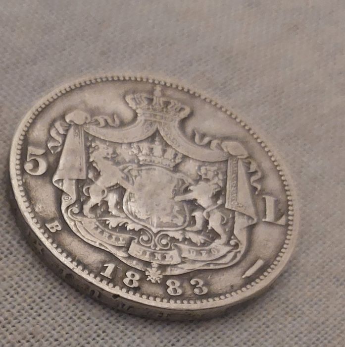 Rezervata!Moneda veche Romania regalista argint 5 lei 1883 Carol I