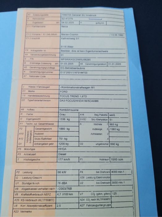 Vand  Ford Focus 1.6TD