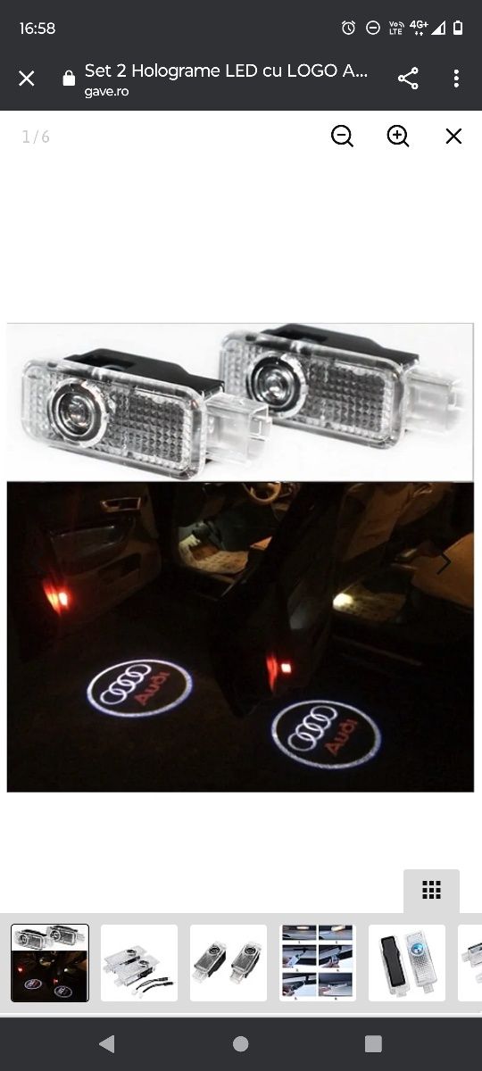 Set 2 Holograme LED cu LOGO AUDI pentru Portiere