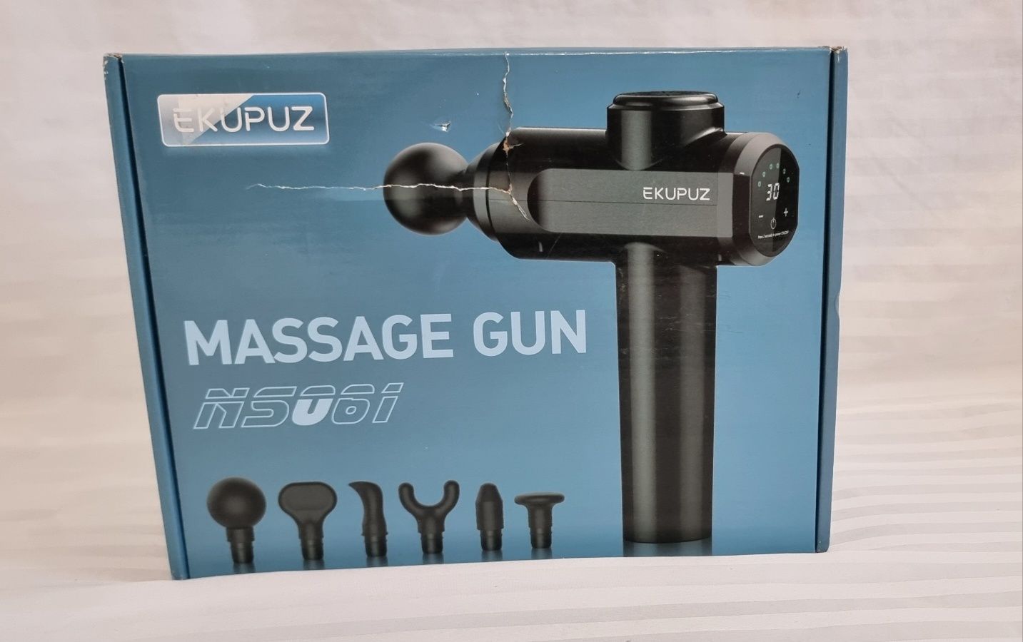 Масажор тип пистолет EKUPUZ - 30 скорости, 6 глави, USB-C, за врат, гр