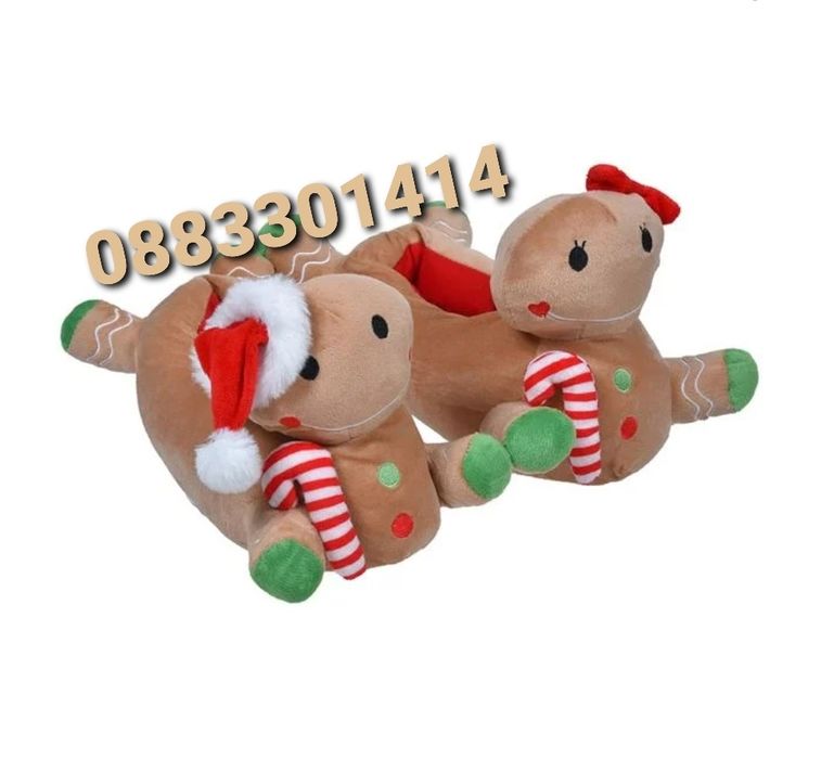 Плюшени пантофи Коледна бисквитка 3D