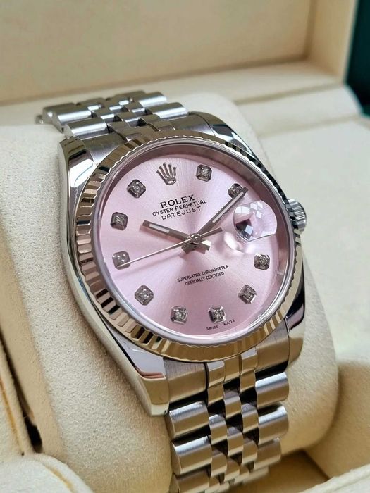 rolex datejust 36mm silver pink