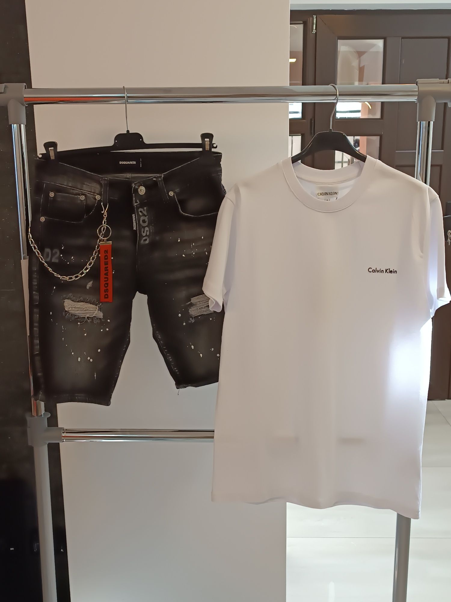 Compleu bărbați tricou și pantalon scurt de blugi Disquared