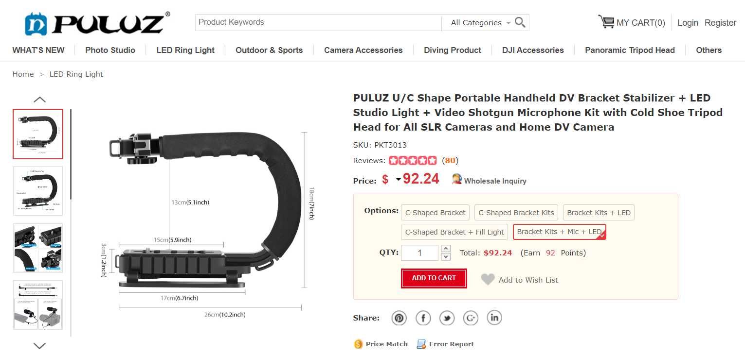 Stabilizator portabil PULUZ U/C Shape