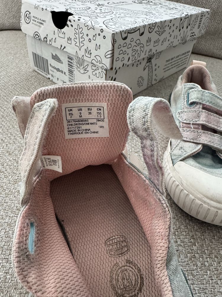 Clarks, Кецове Foxing Brill с велкро, Розово, 26 EU