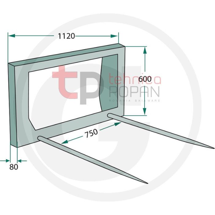 Furca transport baloti cu 2 tepuse de 1100mm incluse-Granit Germania