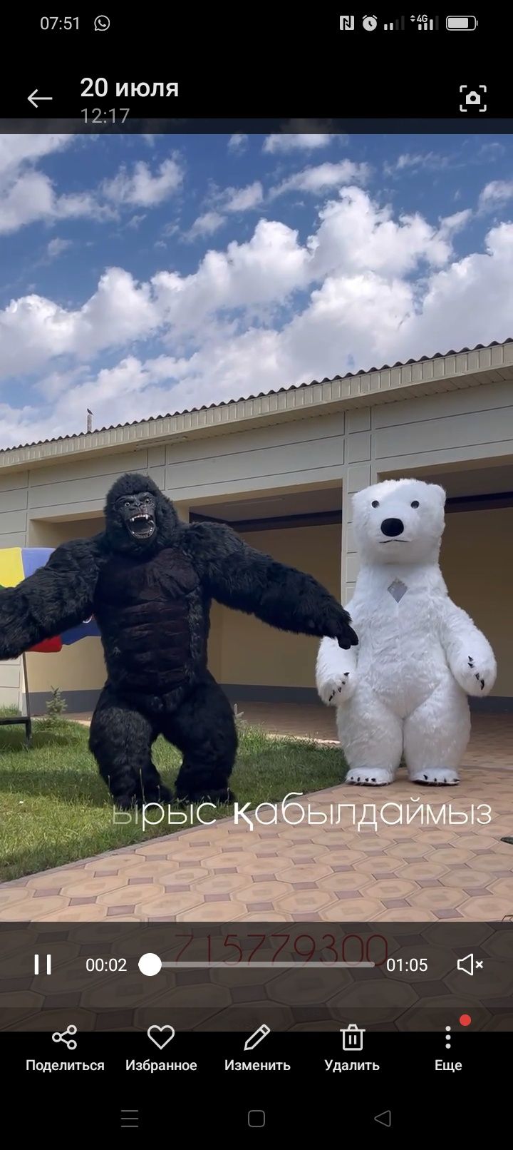Аниматоры  горилла и мишка