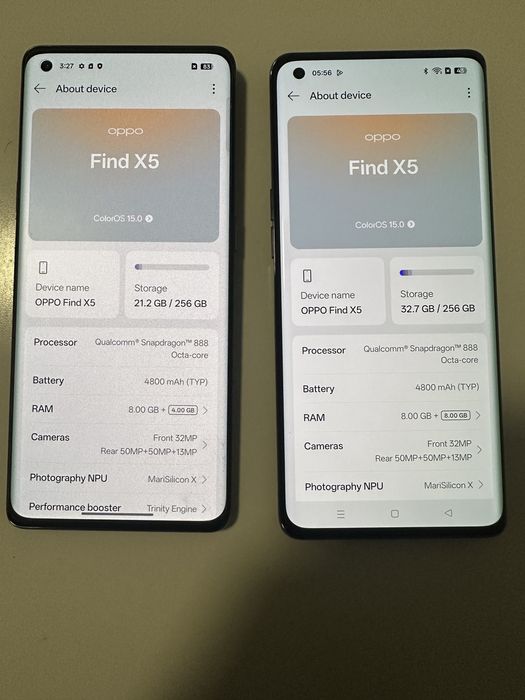 Oppo find x5 8+8 gb ram 256gb