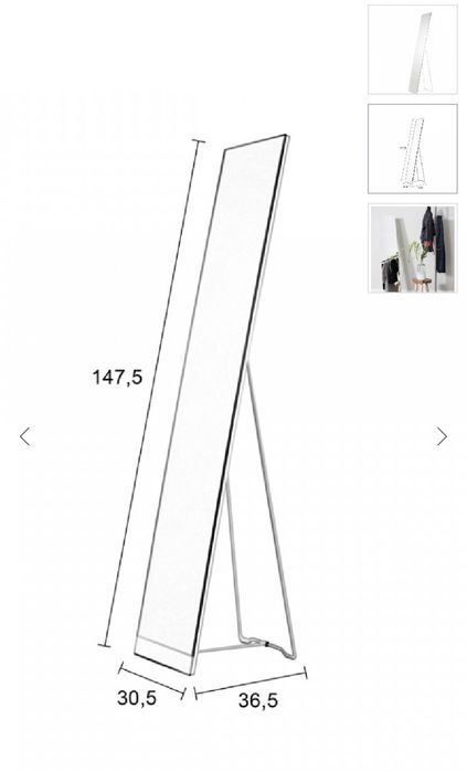 Oglinda dreptunghiulara alba din otel 37x148 cm