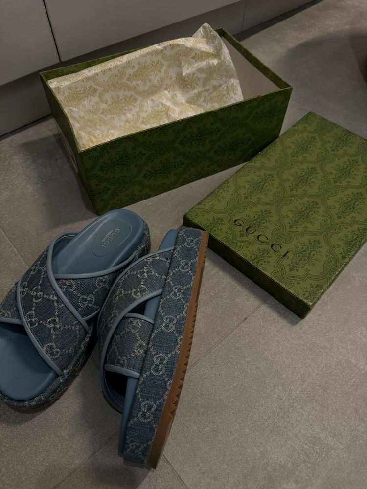 Оригинални чехли gucci сини