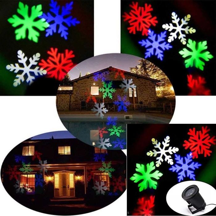 LED прожектор за фасада Снежинки коледен лазерен проектор