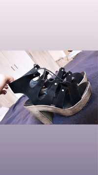 Дамски ежедневни черни сандали на висок ток, Нови