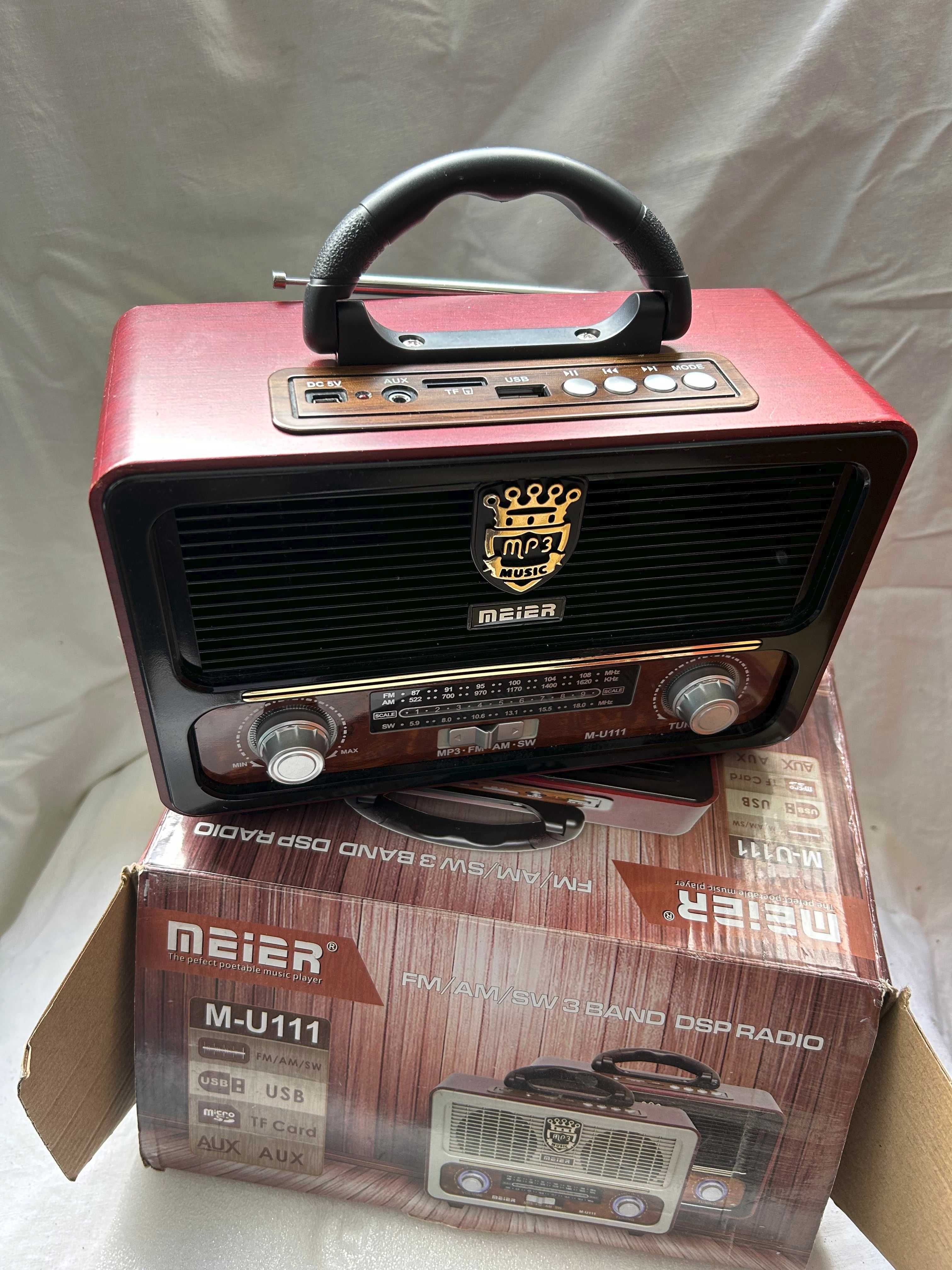 Radio vintage portabil Meier NOU, USB, microSD, AUX