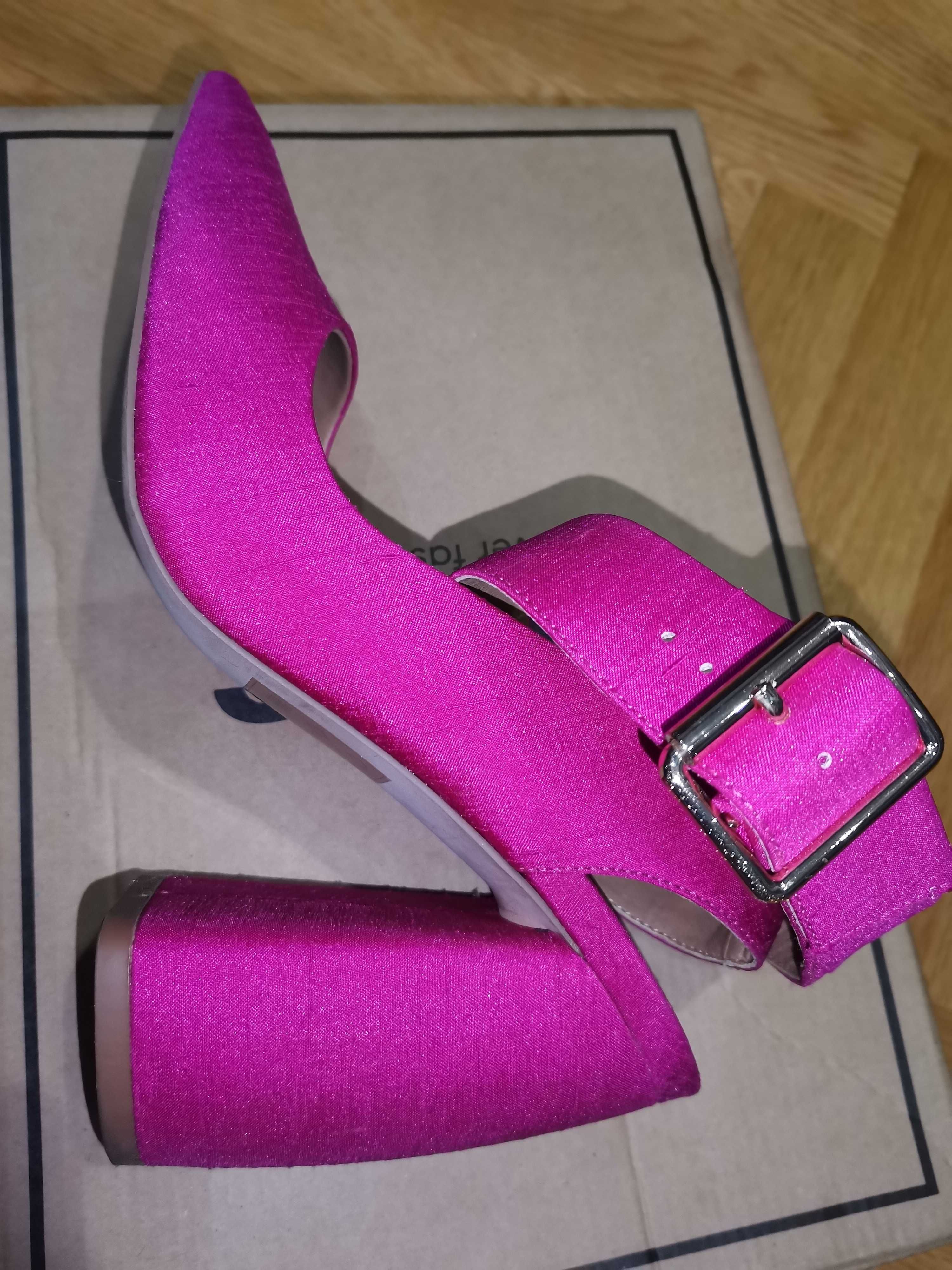 Дамски сандали на ток, 37,5 номер в цикламено розово марка ASOS