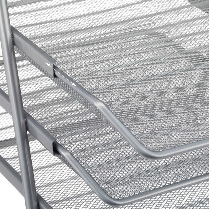 Suport pentru documente cu 3 compartimente metal argintiu 27x29x35 cm