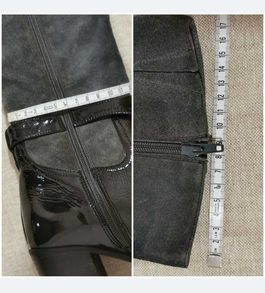 Cizme dama piele naturală lăcuită și piele întoarsă neagra și gri