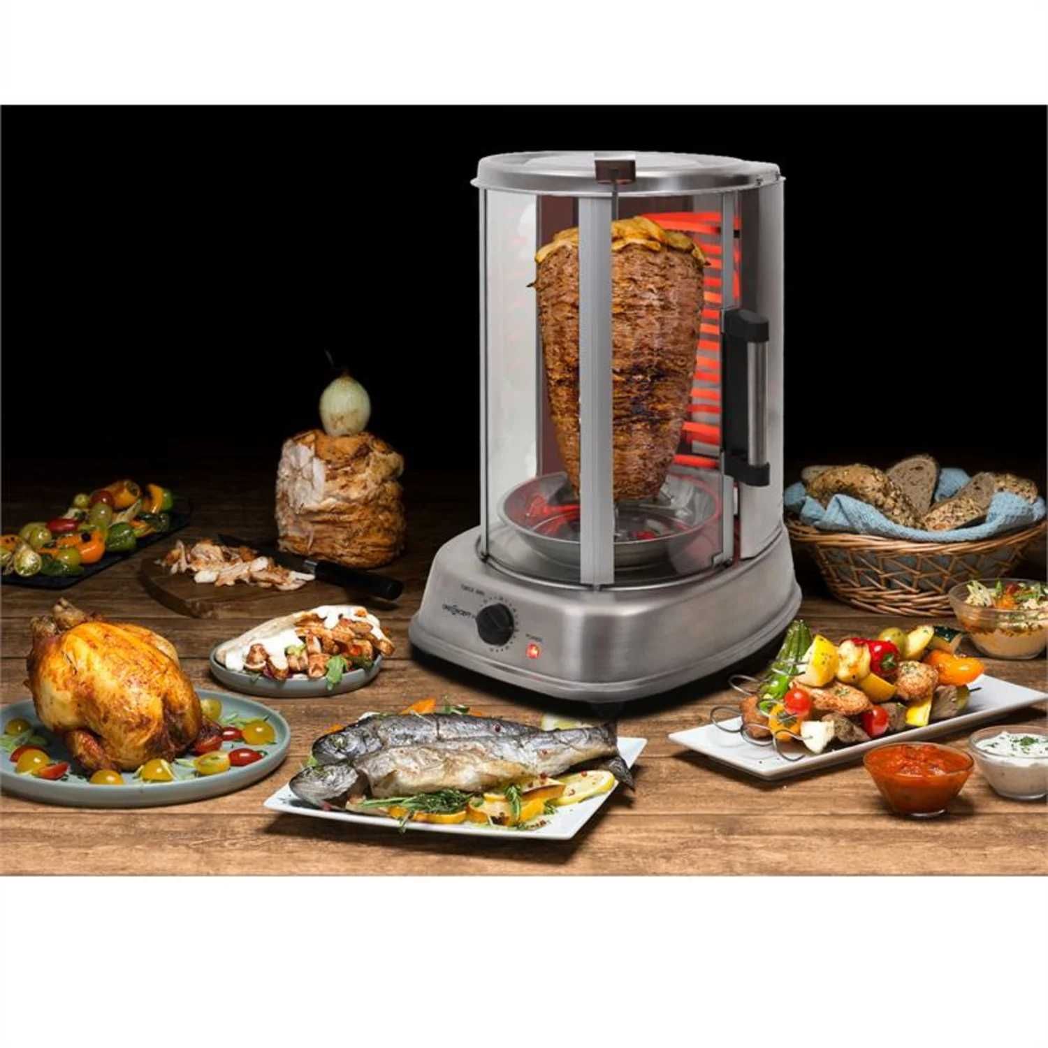 aparat mic shaorma & kebab & gyros Kebap Master de maestru 1500W oțel