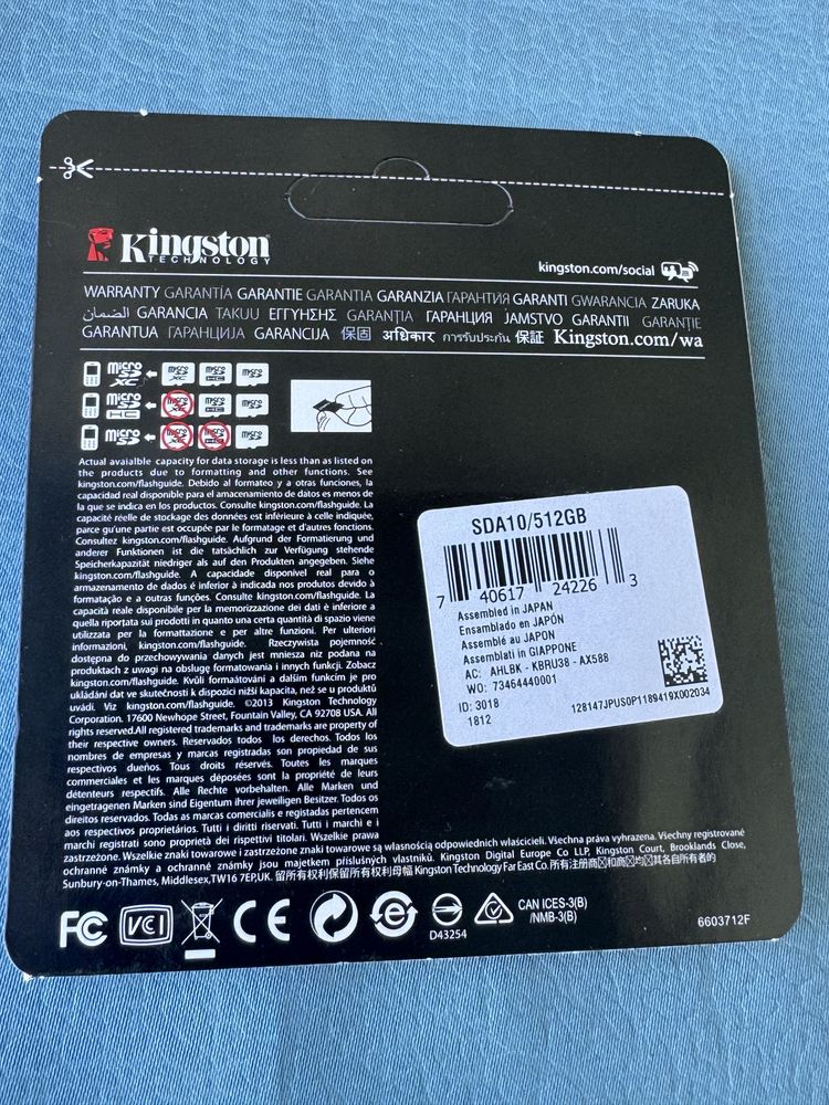 Micro SD карта с памет 512 GB , Kingston