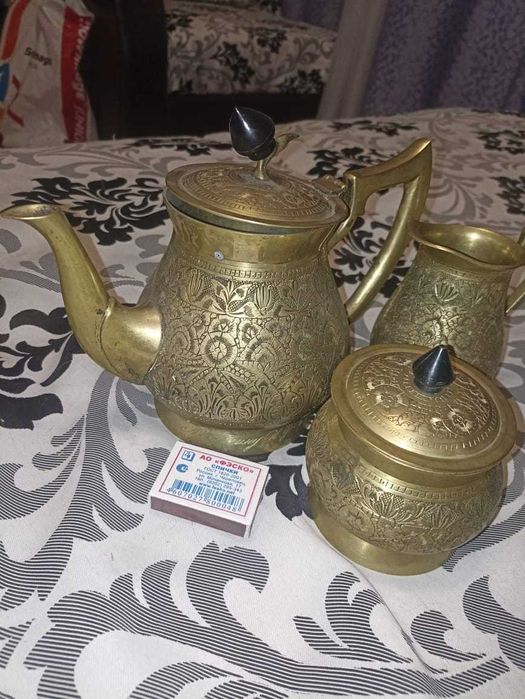 набор мельхиоровый чайник, сахарница, молочник