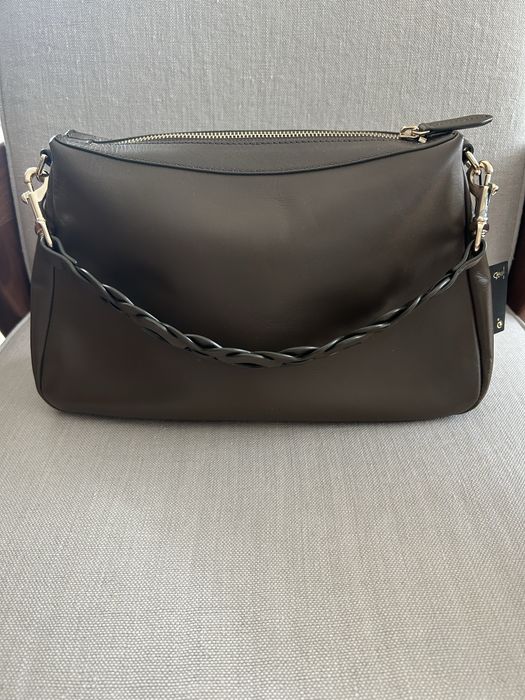 Geanta umar piele naturala kaki Massimo Dutti