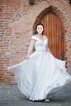 Rochie Mireasa A-Line  Nunta +Crinolina un cerc +Voal 2 metri