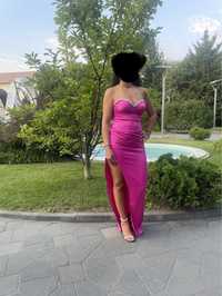 Rochie de seara culoare fucsia din tafta lucioasa