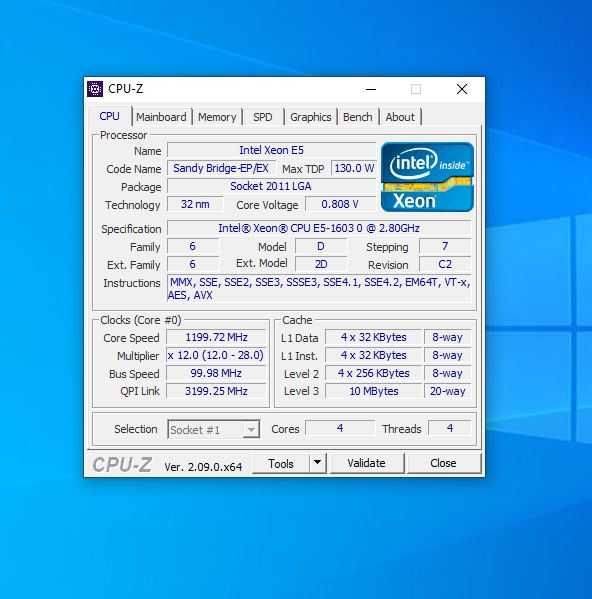 Procesor Intel Xeon Quad Core E5-1603, 2.80 GHz, LGA 2011