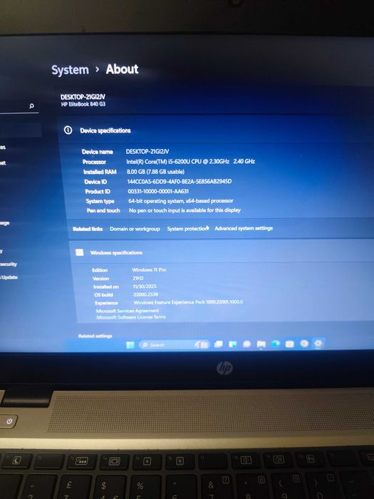 Laptop HP Elite Book 840 i5 SSD 512Gb