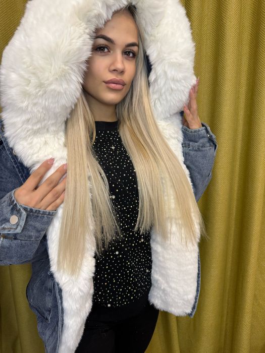Дамско зимно яке с пух и качулка