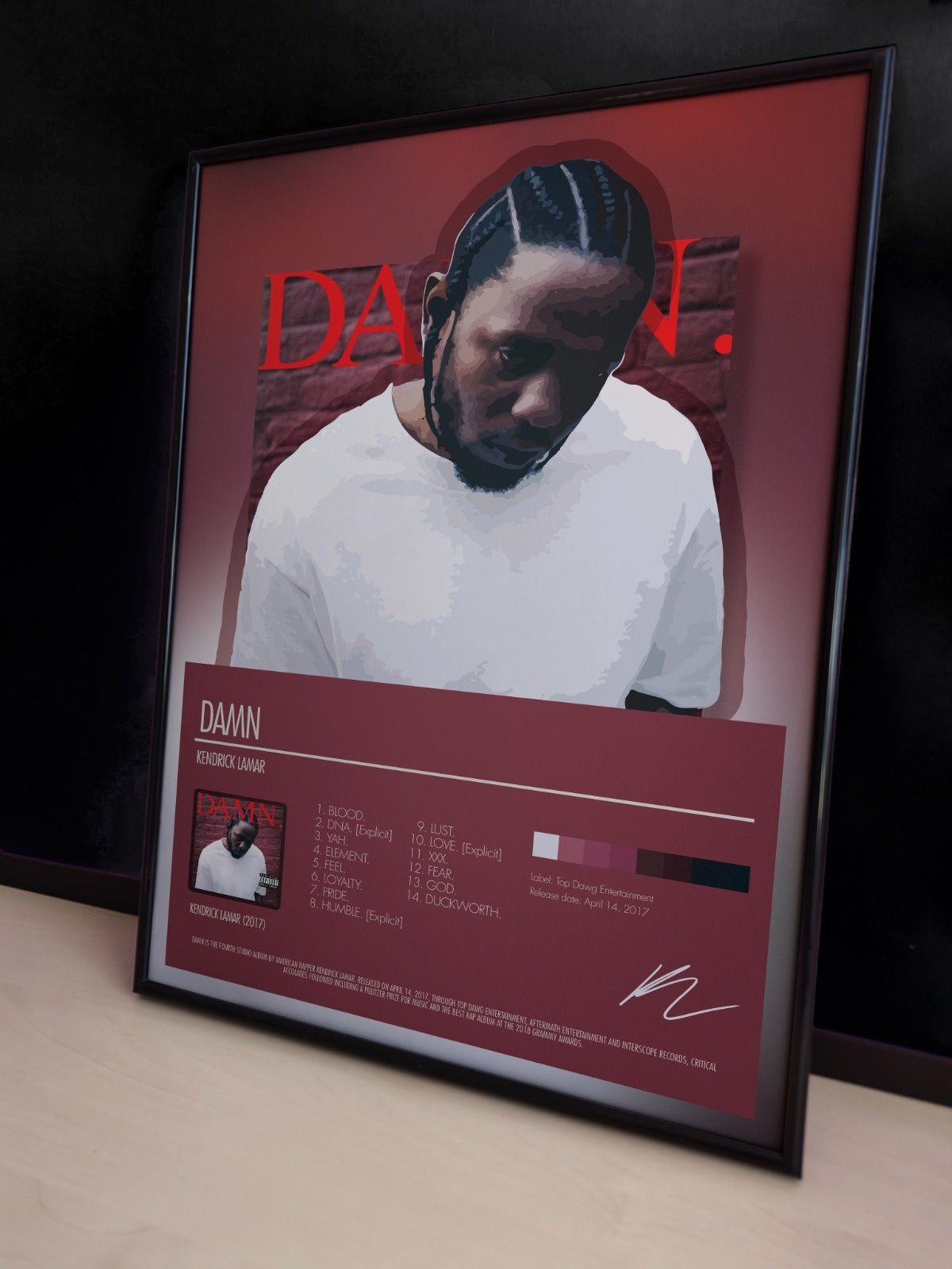 Poster Kendrick Lamar, Album DAMN. Cadou pentru fanii Rap