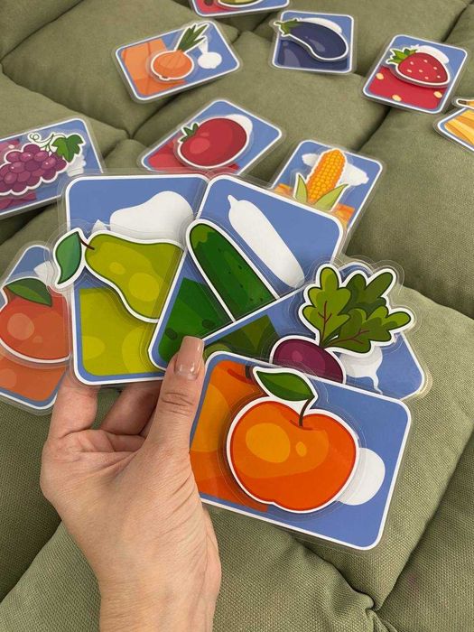 Велкро картички " плодове и зеленчуци" 1+