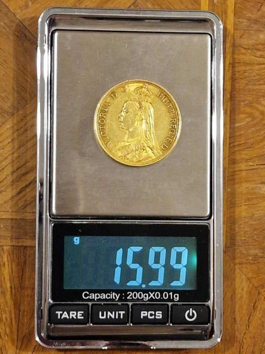 15.98 гр. Златна Монета Двоен Британски Суверен Виктория с Корона 1887